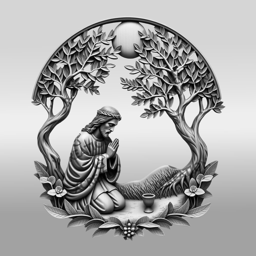 Jesus 3D Illusion Laser Engraving File, Praying in