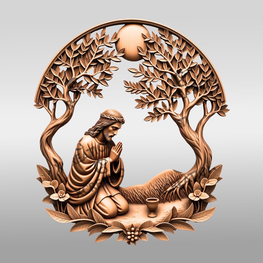 Jesus 3D Illusion Laser Engraving File, Praying in
