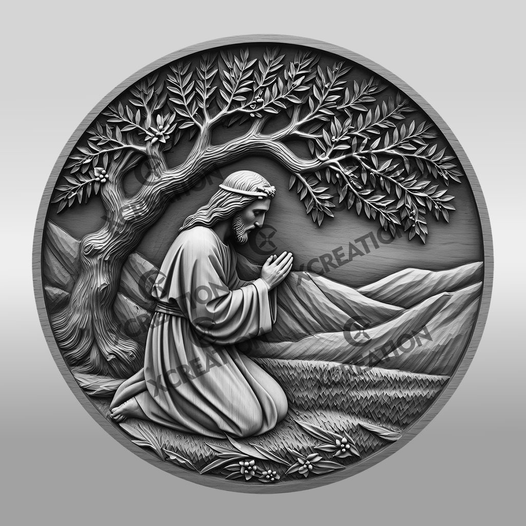 Jesus 3D Illusion Laser Engraving File, Praying Under