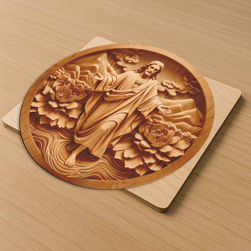 Jesus 3D Illusion Laser Engraving File, Religious Wall Art, Christian Home Decor – Image 3
