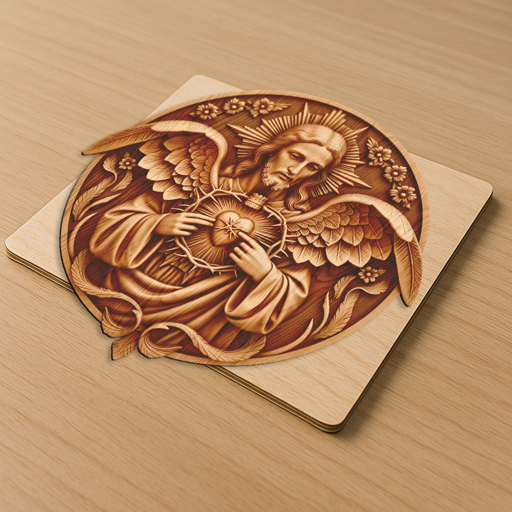 Jesus 3D Illusion Laser Engraving File, Sacred Heart