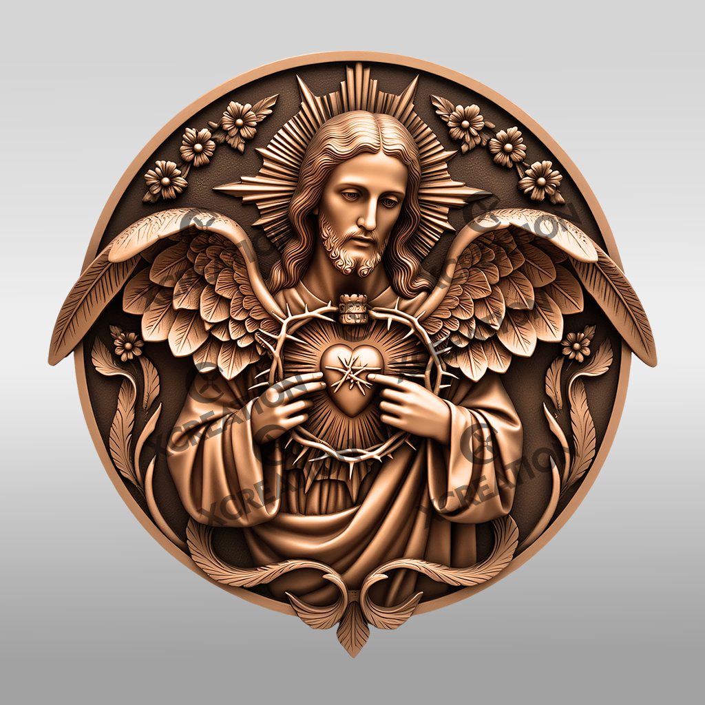 Jesus 3D Illusion Laser Engraving File, Sacred Heart