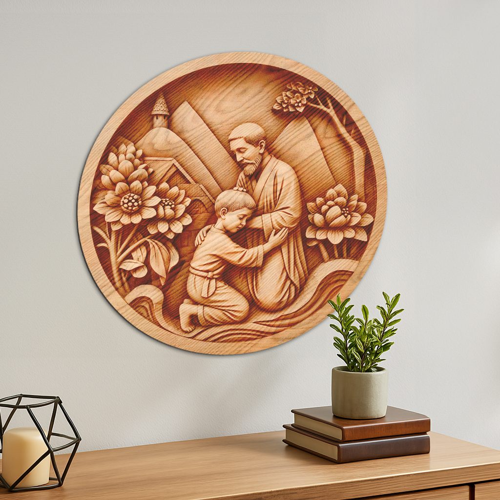Jesus 3D Illusion Laser Engraving File, Saint Joseph with Child, Religious Art Decor – Bild 2