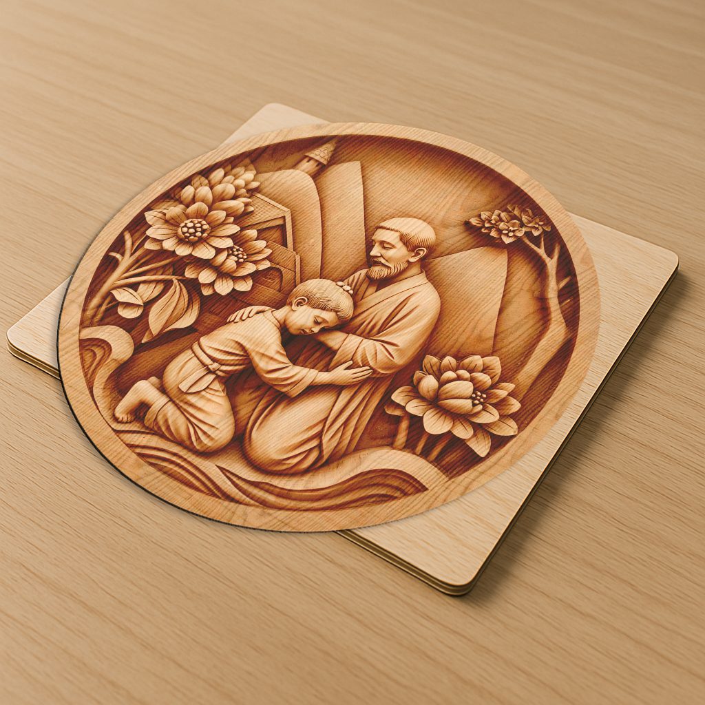 Jesus 3D Illusion Laser Engraving File, Saint Joseph with Child, Religious Art Decor – Bild 5