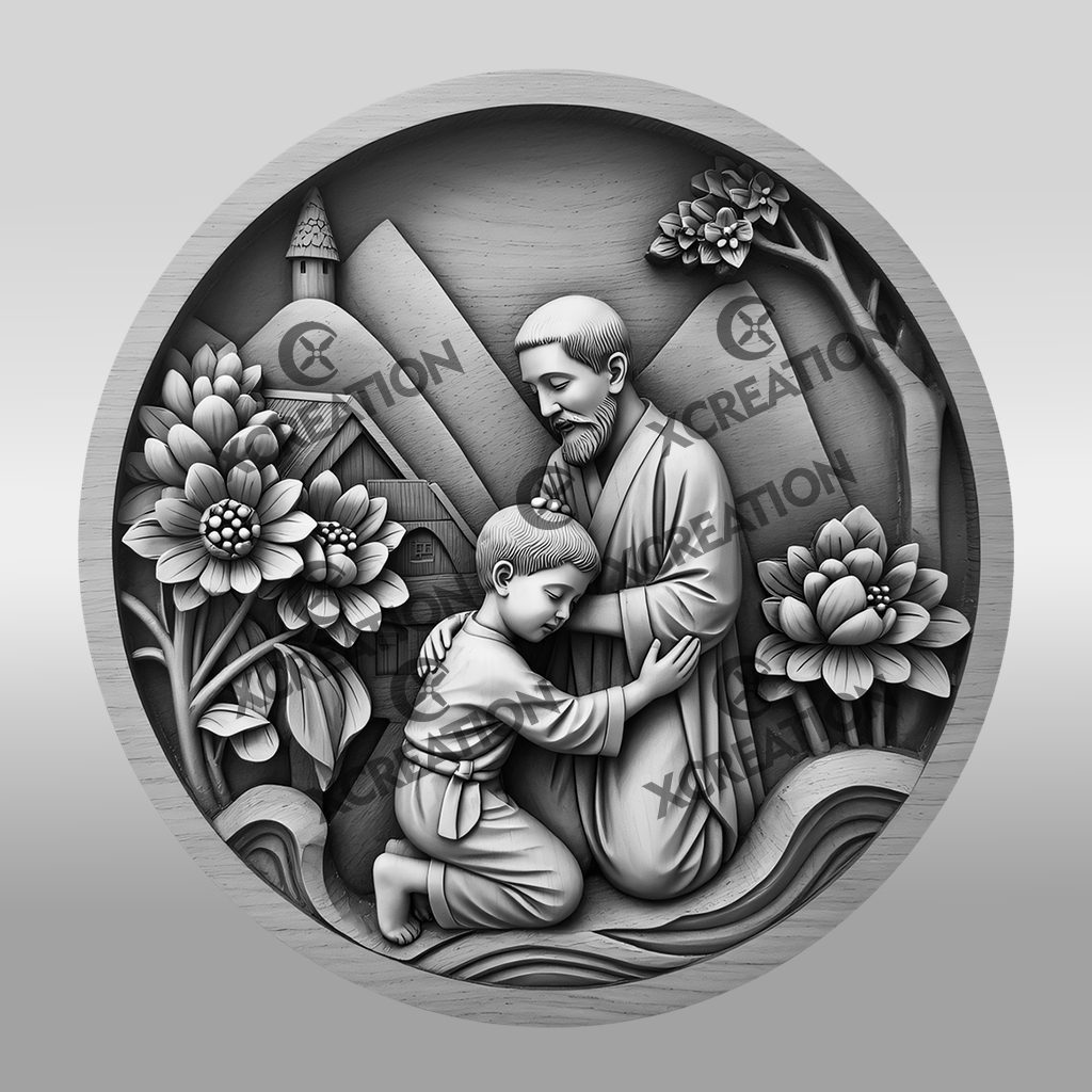Jesus 3D Illusion Laser Engraving File, Saint Joseph with Child, Religious Art Decor – Bild 6