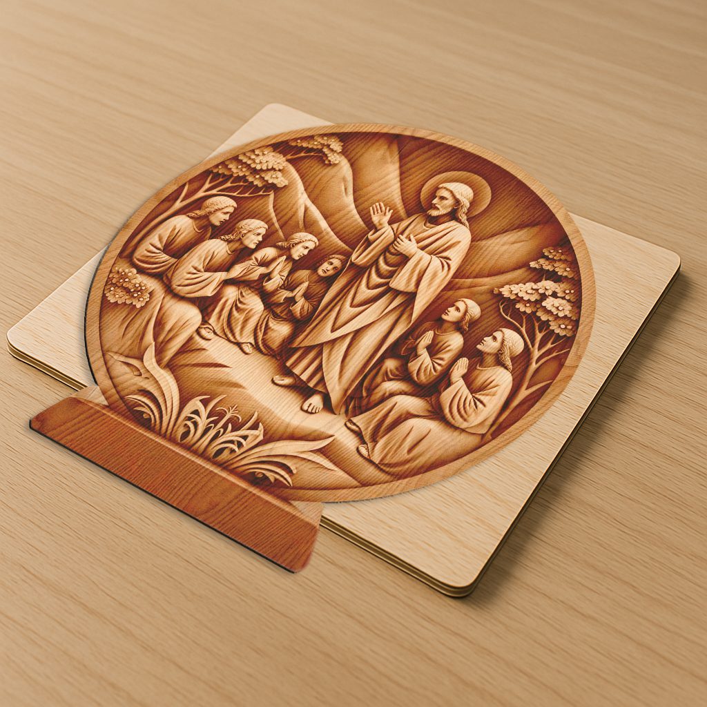 Jesus 3D Illusion Laser Engraving File, Sermon On The Mount Art, Christian Wall Decor - Imagen 2