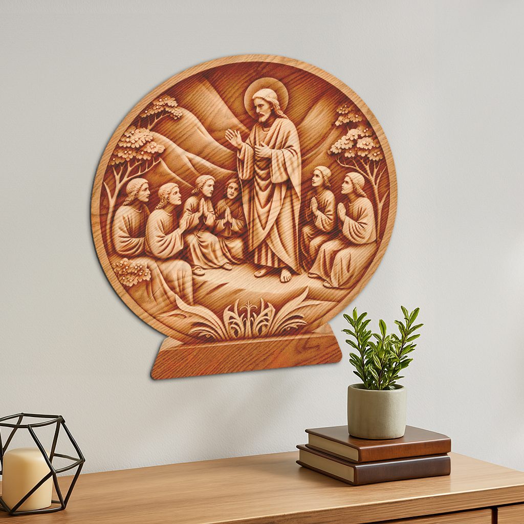 Jesus 3D Illusion Laser Engraving File, Sermon On The Mount Art, Christian Wall Decor - Imagen 5