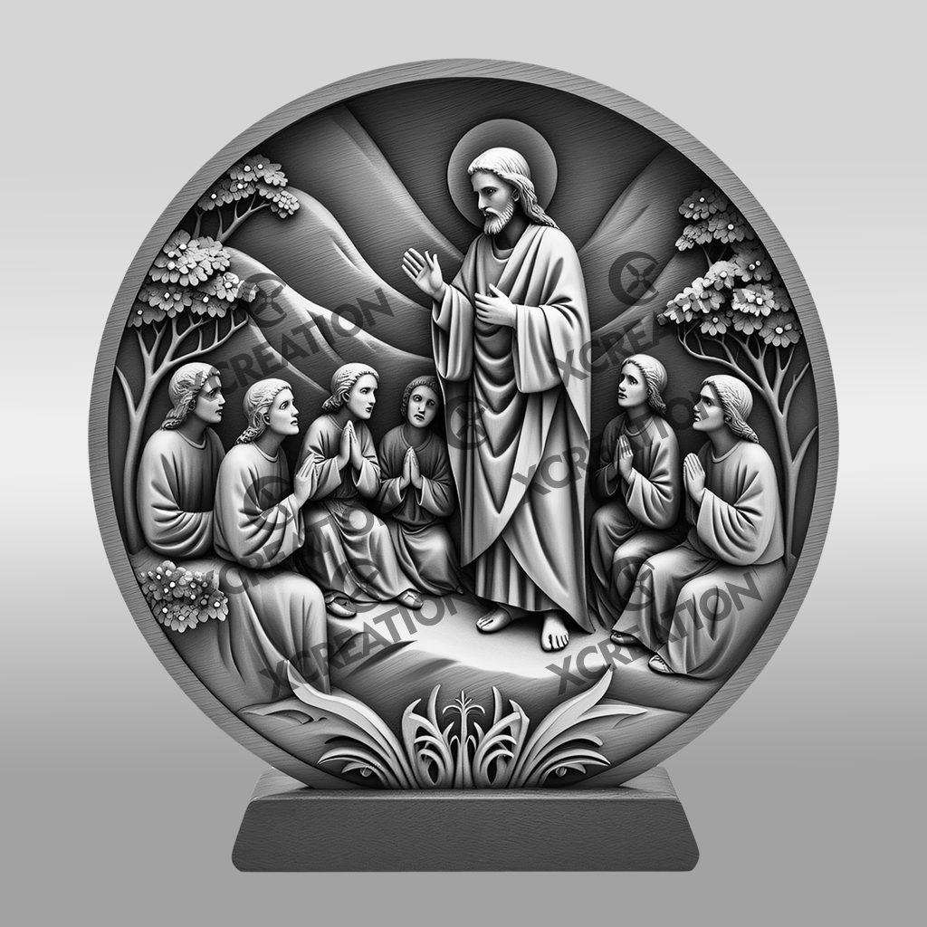 Jesus 3D Illusion Laser Engraving File, Sermon On The Mount Art, Christian Wall Decor - Imagen 6