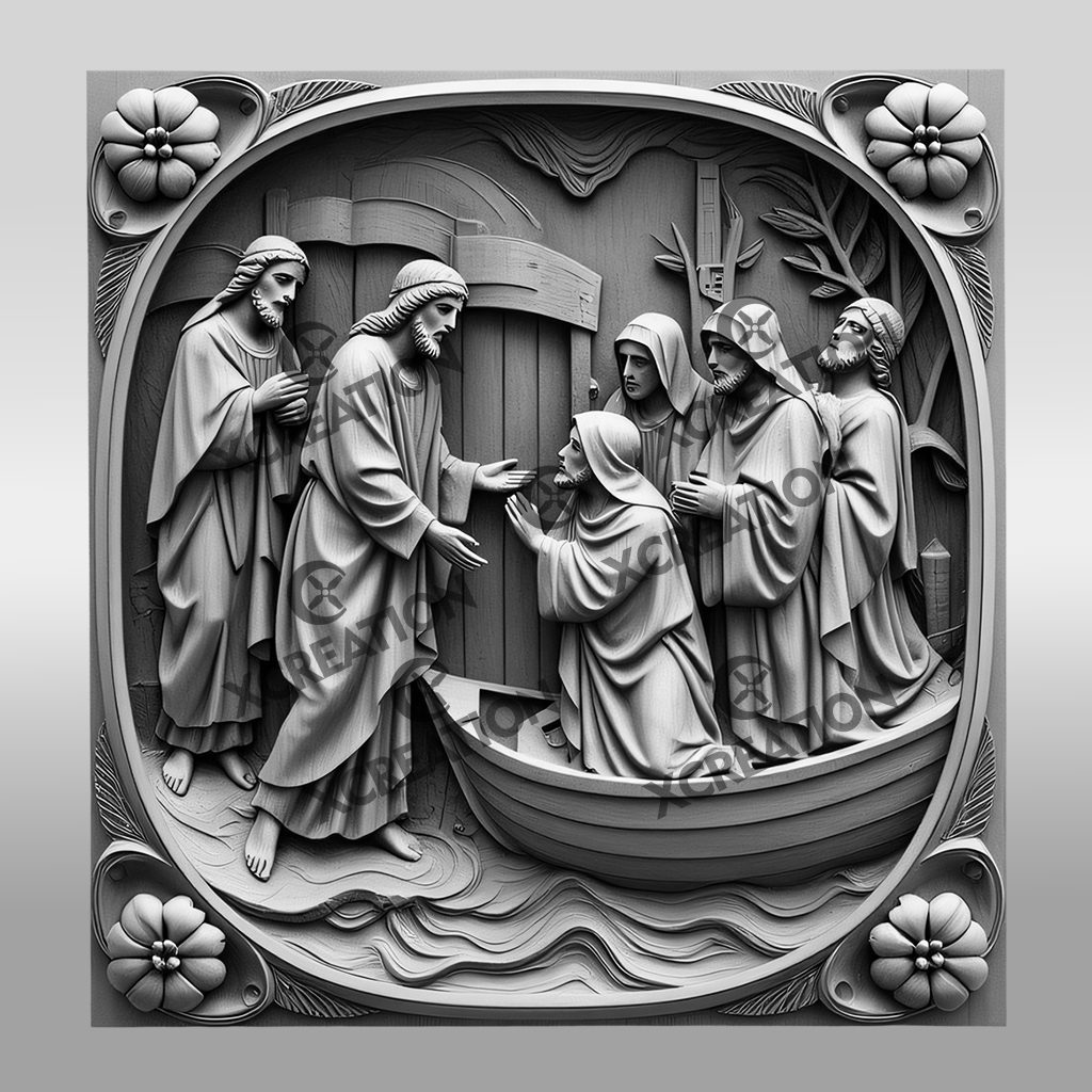 Jesus 3D Illusion Laser Engraving File, Walking On