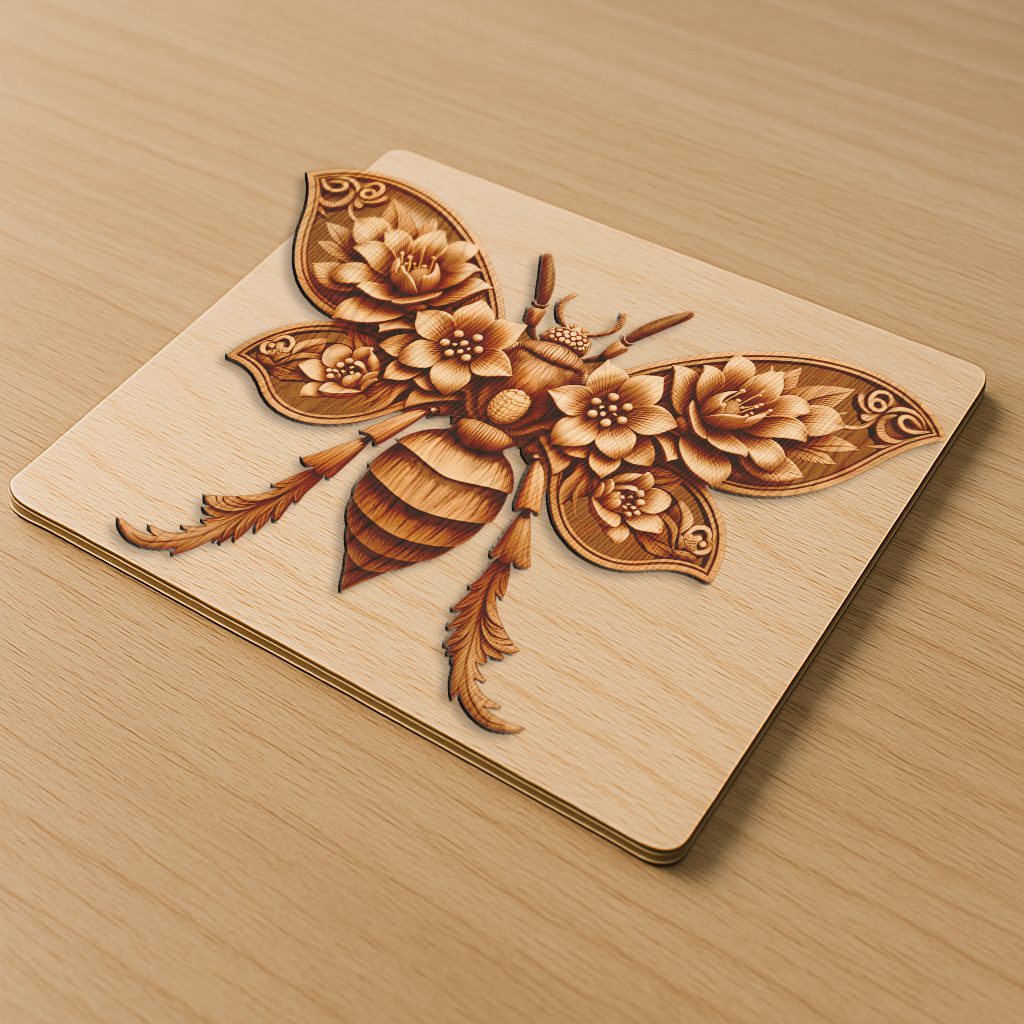 Wasp 3D Illusion Laser Engraving File, Nature Inspired Insect Wall Art Decor - immagine 5