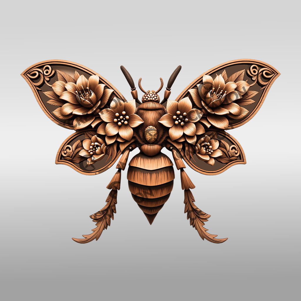 Wasp 3D Illusion Laser Engraving File, Nature Inspired