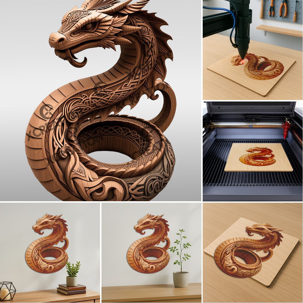 3D Animal Illusion Laser Engraving Bundle, Wild Art Templates, DIY Home Decor Set - immagine 2