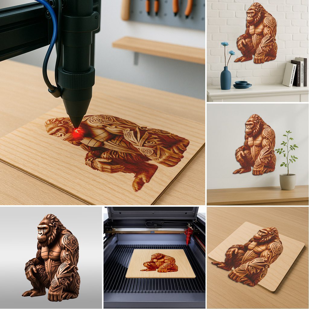 3D Animal Illusion Laser Engraving Bundle, Wild Art Templates, DIY Home Decor Set - immagine 4