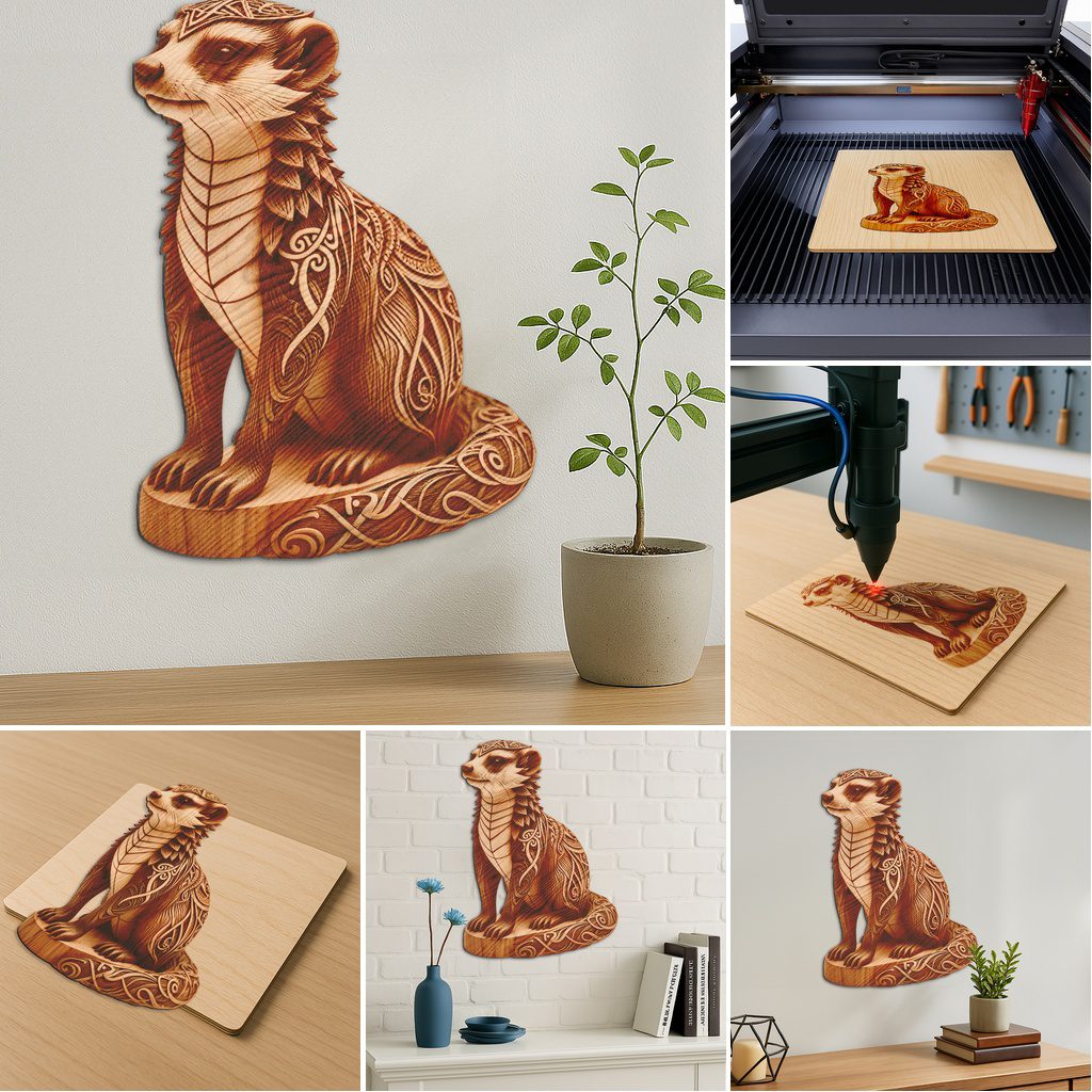 3D Animal Illusion Laser Engraving Bundle, Wild Art Templates, DIY Home Decor Set - immagine 5