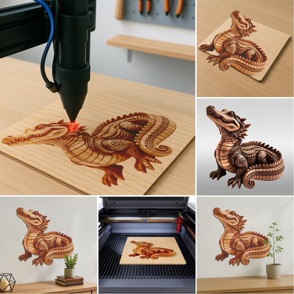 3D Animal Illusion Laser Engraving Bundle, Wild Art Templates, DIY Home Decor Set - immagine 6