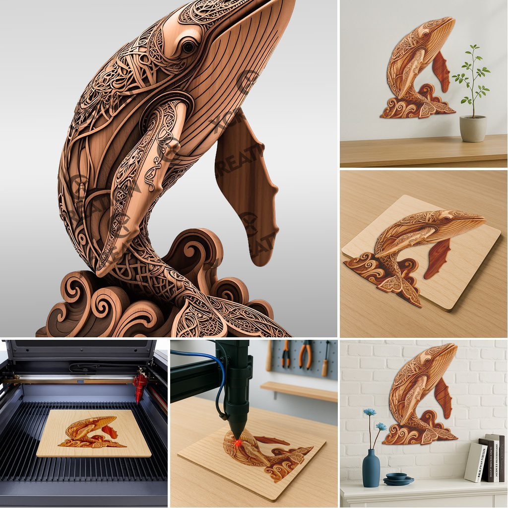 3D Animal Illusion Laser Engraving Bundle, Wild Creature Decor Files for DIY - Imagen 4