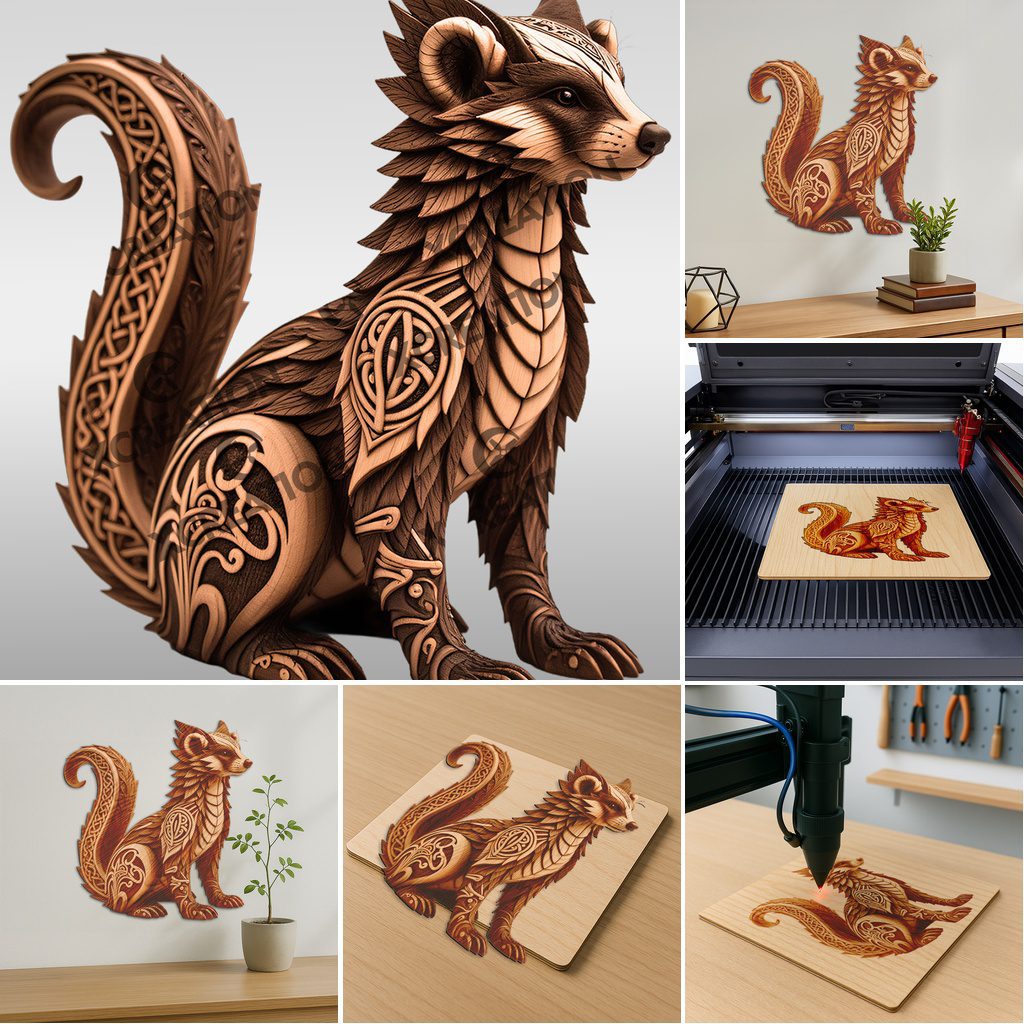 3D Animal Illusion Laser Engraving Files Bundle, Wild Creatures Digital Art Decor – Image 2