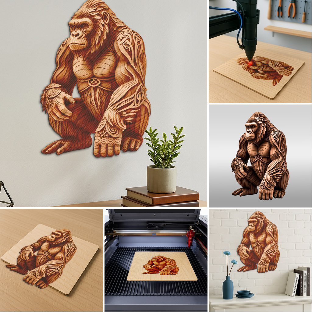3D Animal Illusion Laser Engraving Files Bundle, Wild Creatures Digital Art Decor – Image 3