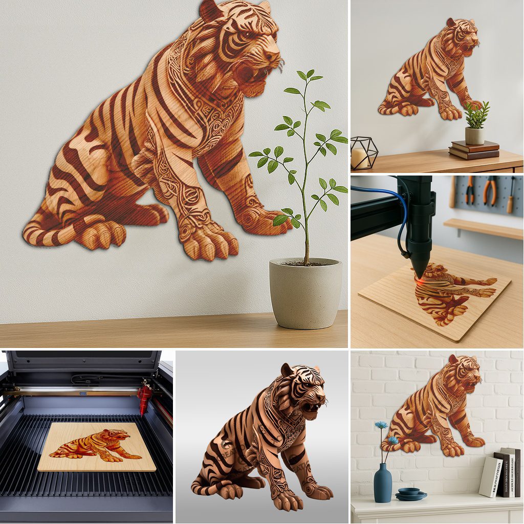 3D Animal Illusion Laser Engraving Files Bundle, Wild Creatures Digital Art Decor – Image 4