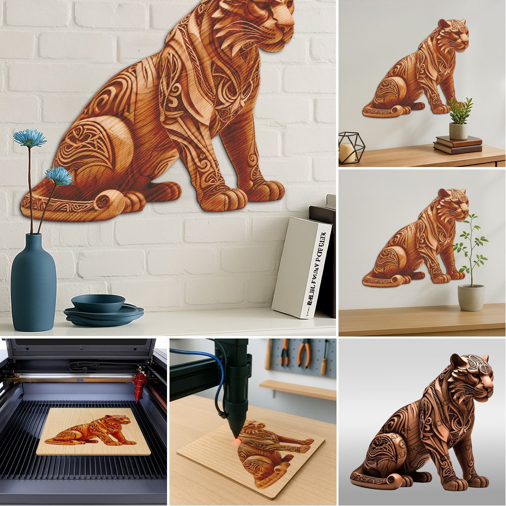 3D Animal Illusion Laser Engraving Files Bundle, Wild Creatures Digital Art Decor – Image 6