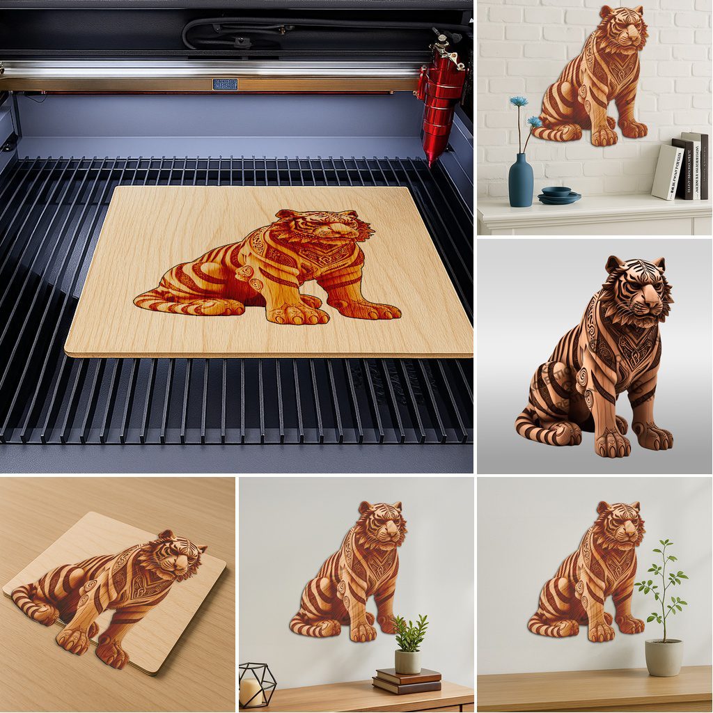 3D Animal Laser Engraving File Bundle, Wild Creatures, Intricate Wildlife Art Decor - immagine 2