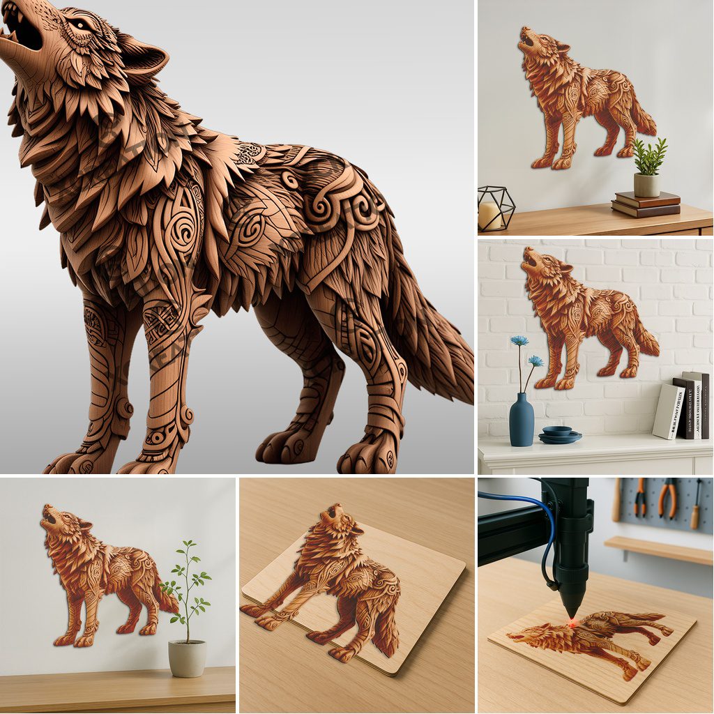 3D Animal Laser Engraving File Bundle, Wild Creatures, Intricate Wildlife Art Decor - immagine 3