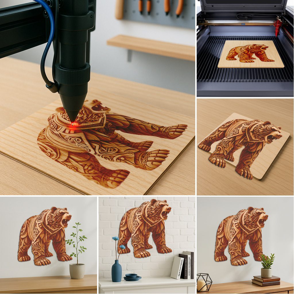 3D Animal Laser Engraving File Bundle, Wild Creatures, Intricate Wildlife Art Decor - immagine 4