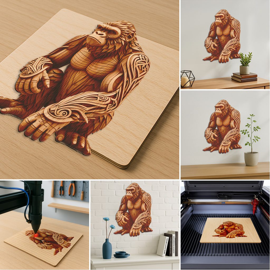 3D Animal Laser Engraving File Bundle, Wild Creatures, Intricate Wildlife Art Decor - immagine 6