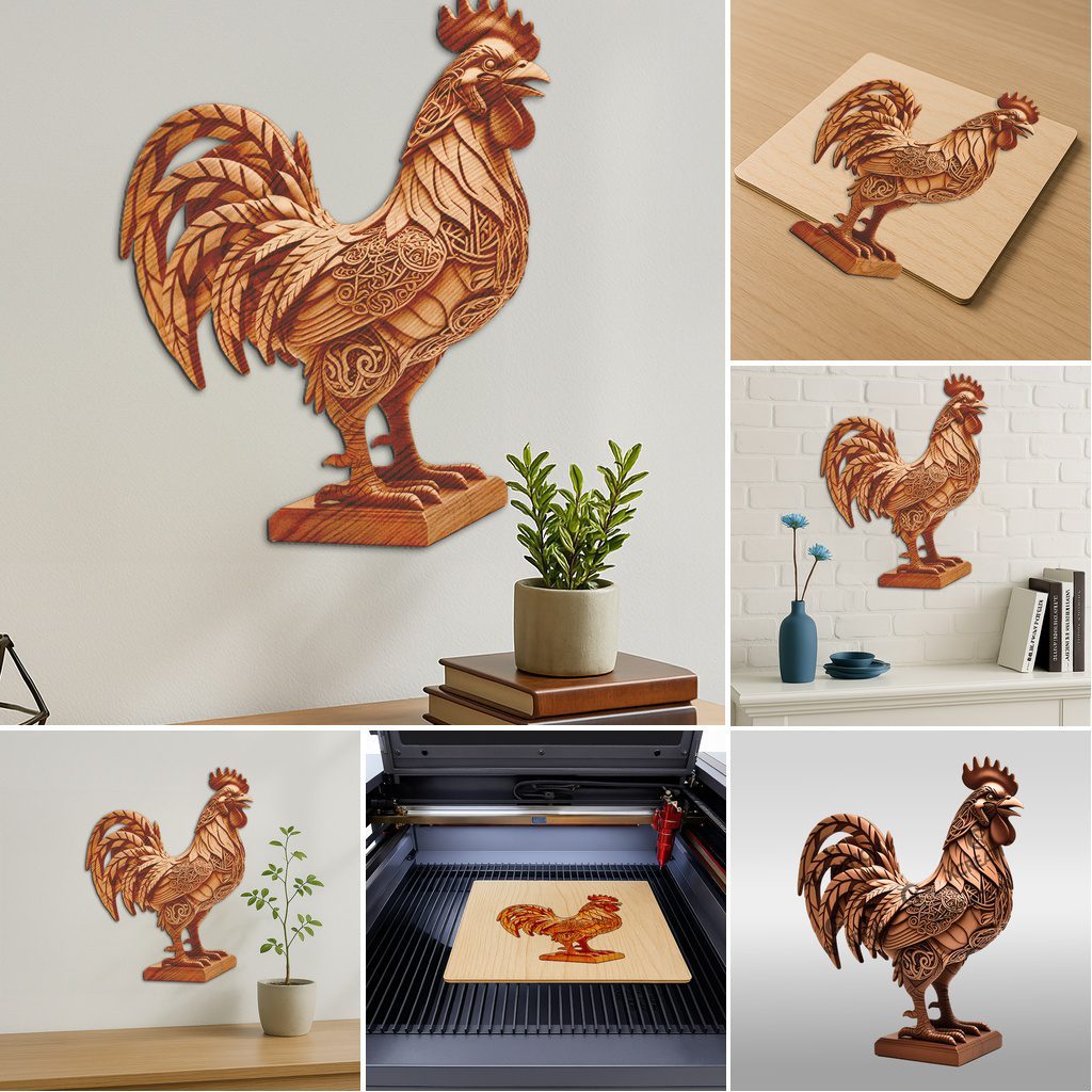 Animal 3D Illusion Laser Engraving Bundle, Wild Art Patterns for Home Decor, DIY - Imagen 2