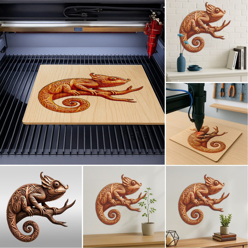 Animal 3D Illusion Laser Engraving Bundle, Wild Art Patterns for Home Decor, DIY - Imagen 3