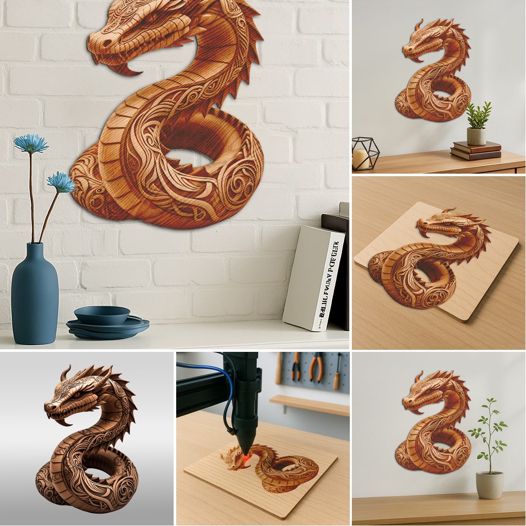 Animal 3D Illusion Laser Engraving Bundle, Wild Art Patterns for Home Decor, DIY - Imagen 4