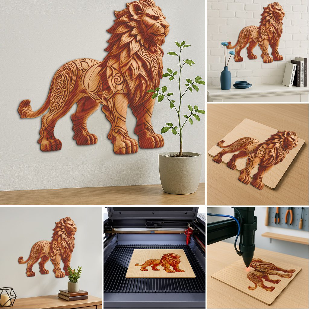 Animal 3D Illusion Laser Engraving Bundle, Wild Art Patterns for Home Decor, DIY - Imagen 6