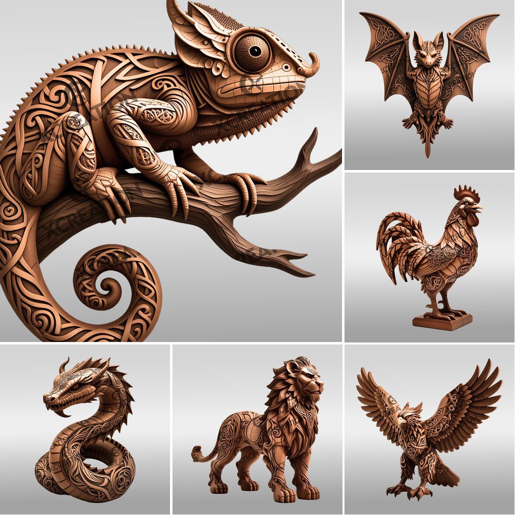 Animal 3D Illusion Laser Engraving Bundle, Wild Art