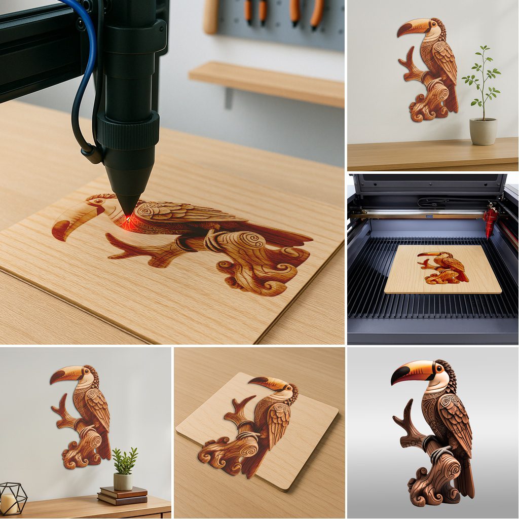 Animal 3D Illusion Laser Engraving Bundle, Wild Designs, Intricate Pattern Art Files – Bild 3