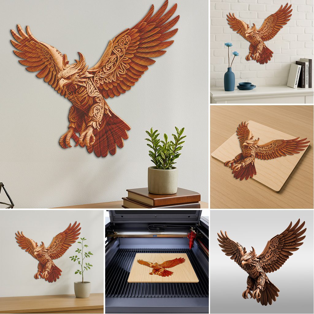 Animal 3D Illusion Laser Engraving Bundle, Wild Designs, Intricate Pattern Art Files – Bild 4