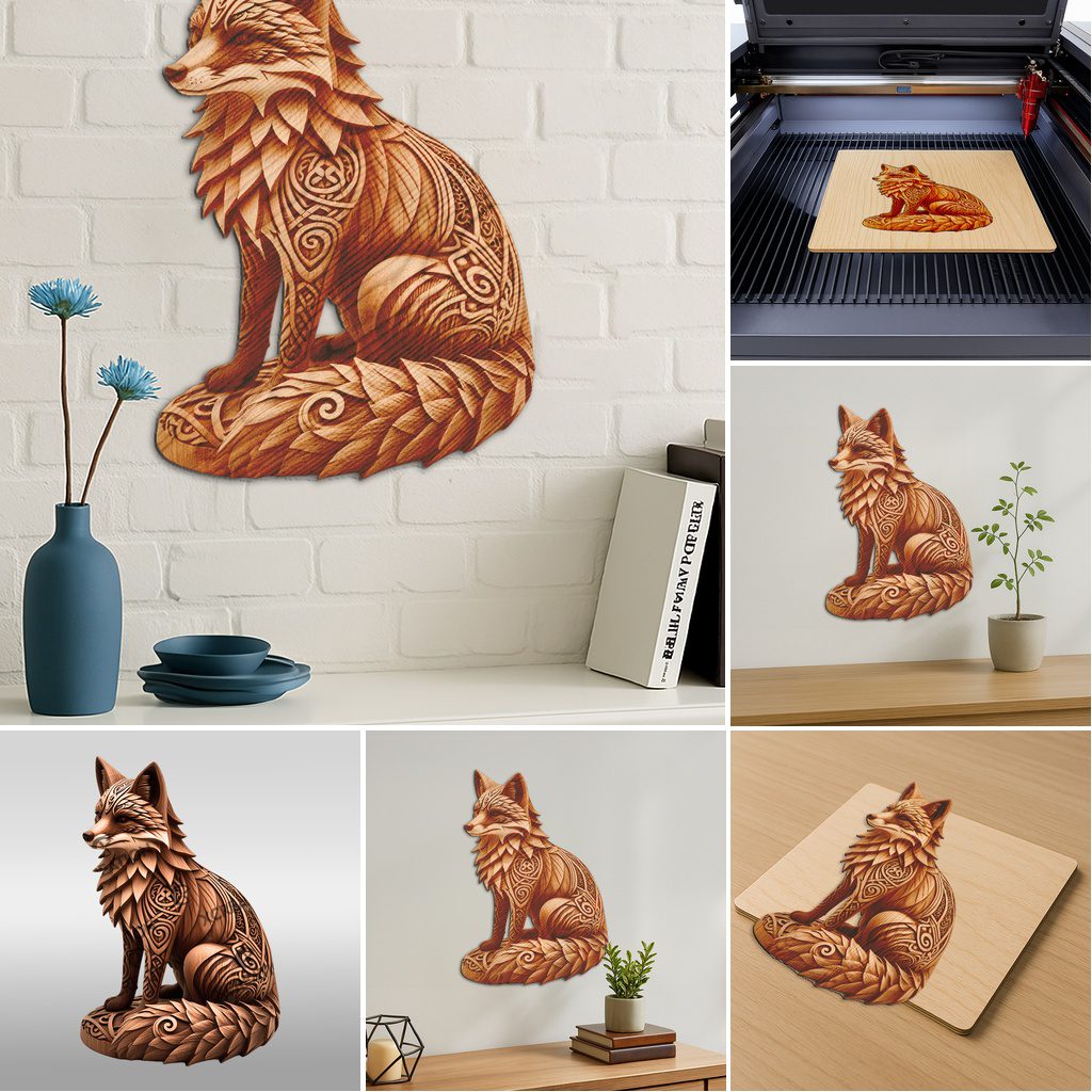 Animal 3D Illusion Laser Engraving Files Bundle, Wild