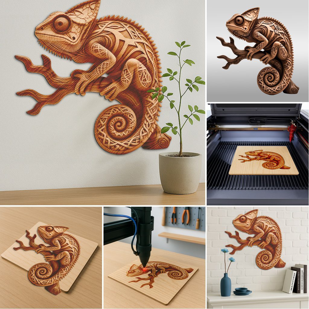 Animal 3D Illusion Laser Engraving Files Bundle, Wild