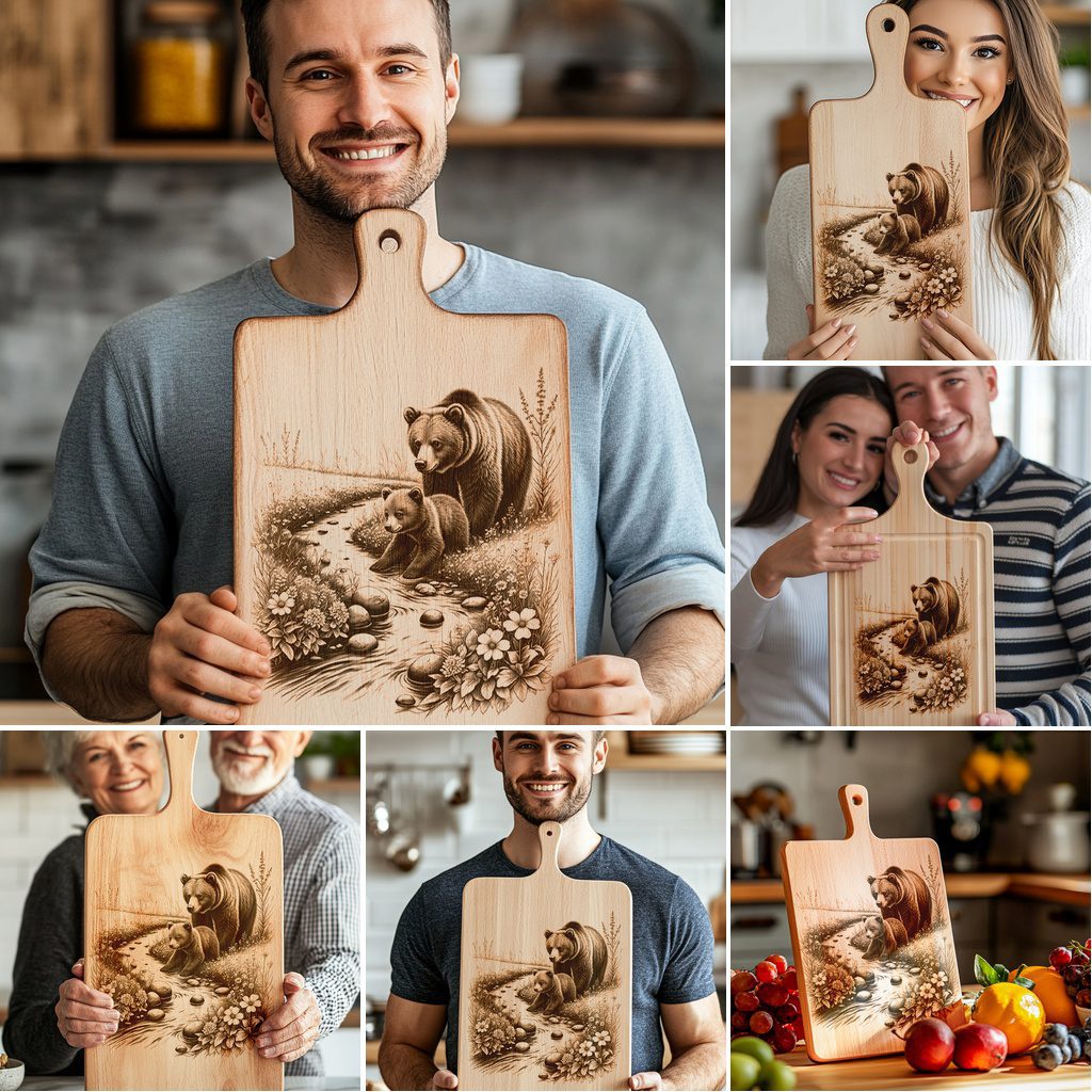 Bear Family Charcuterie Board Laser Engraving Bundle, Woodland Kitchen Decor, Gift – Image 4