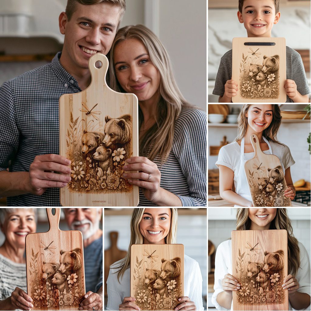 Bear Family Charcuterie Board Laser Engraving Bundle, Woodland Kitchen Decor, Gift – Image 6