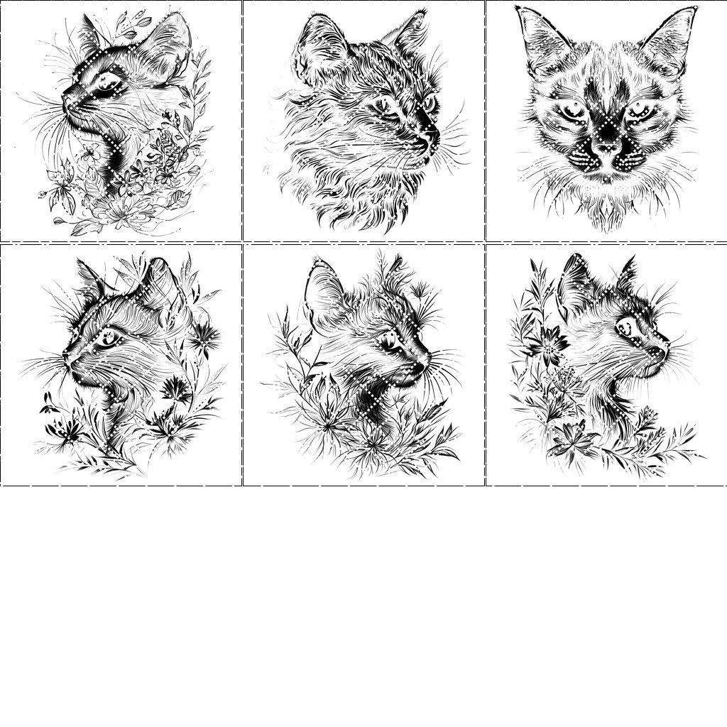 Cat Flora Slate Coaster Engraving Designs, 6 Unique Digital Files for Home Decor, DIY - immagine 7