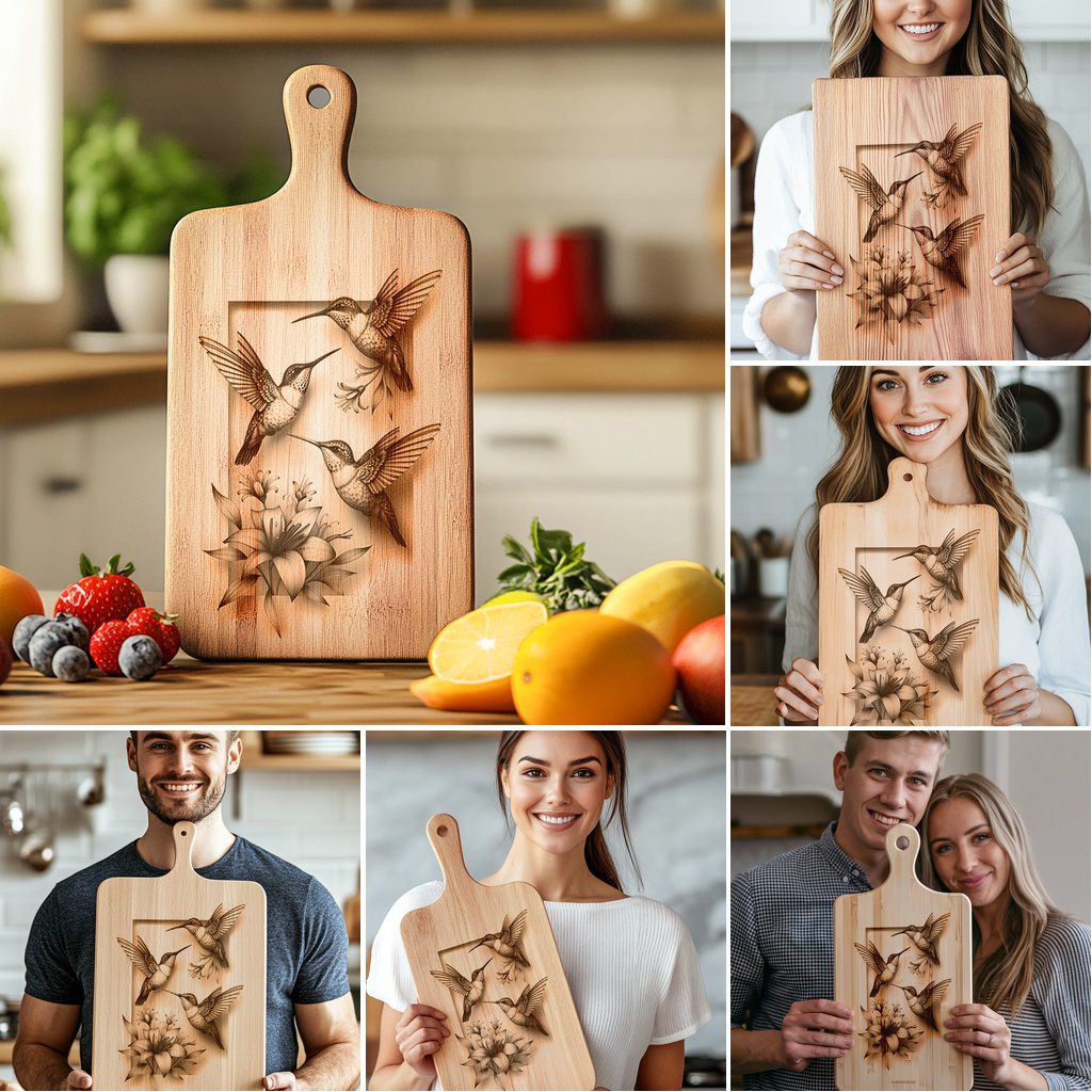 Charcuterie Board Engraving Bundle, 3D Hummingbird Designs, Kitchen