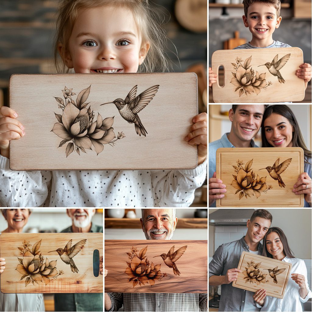 Charcuterie Board Engraving Bundle, 3D Hummingbird Designs, Kitchen
