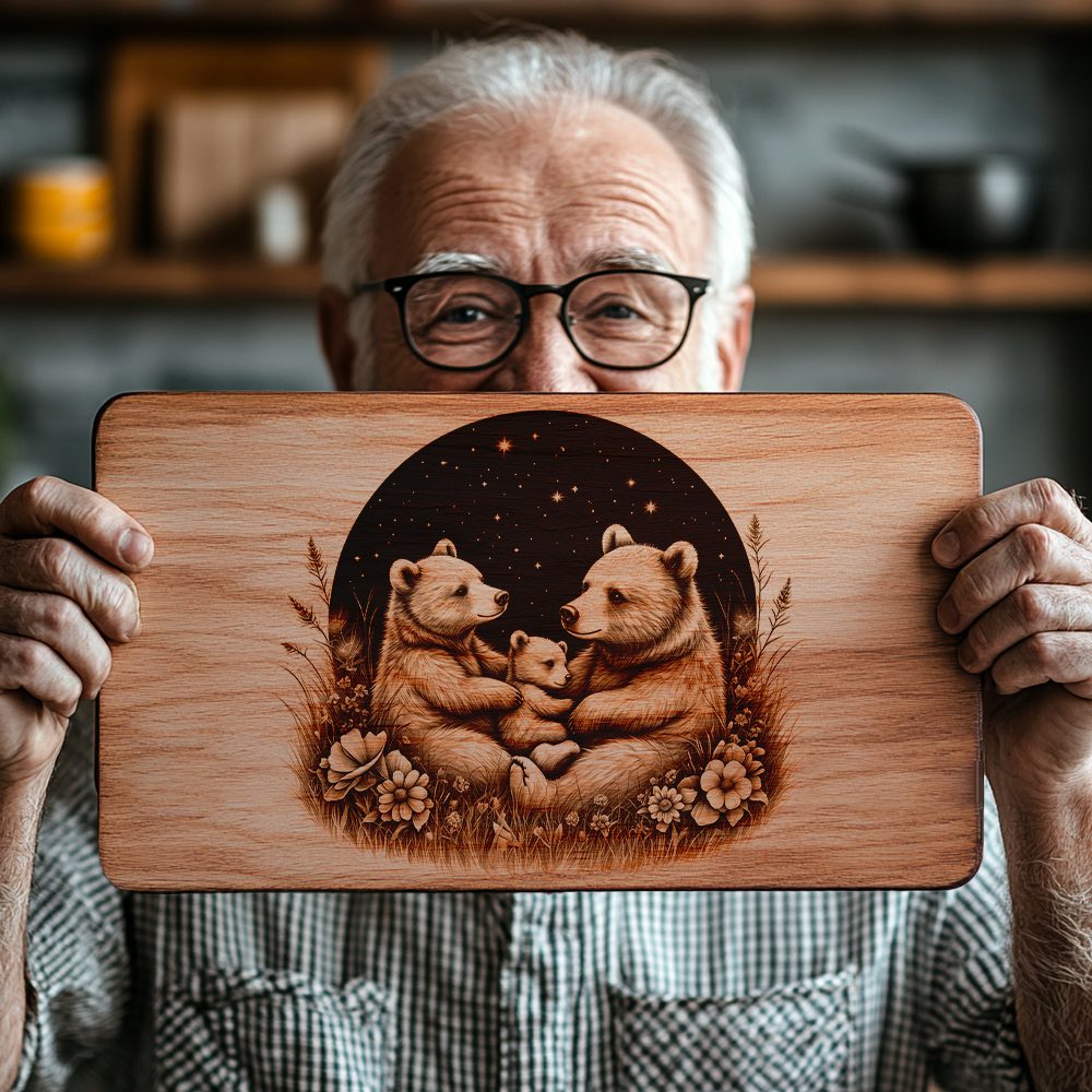 Charcuterie Board Engraving File, Bear Family Starry Sky, Rustic Kitchen Decor – Bild 2