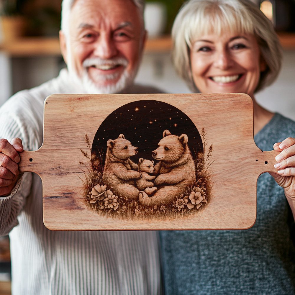 Charcuterie Board Engraving File, Bear Family Starry Sky, Rustic Kitchen Decor – Bild 6