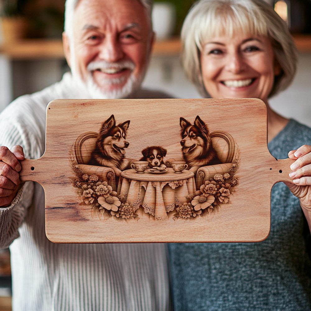 Charcuterie Board Engraving File, Dog Family Tea Party, Kitchen Decor Gift - Imagen 4