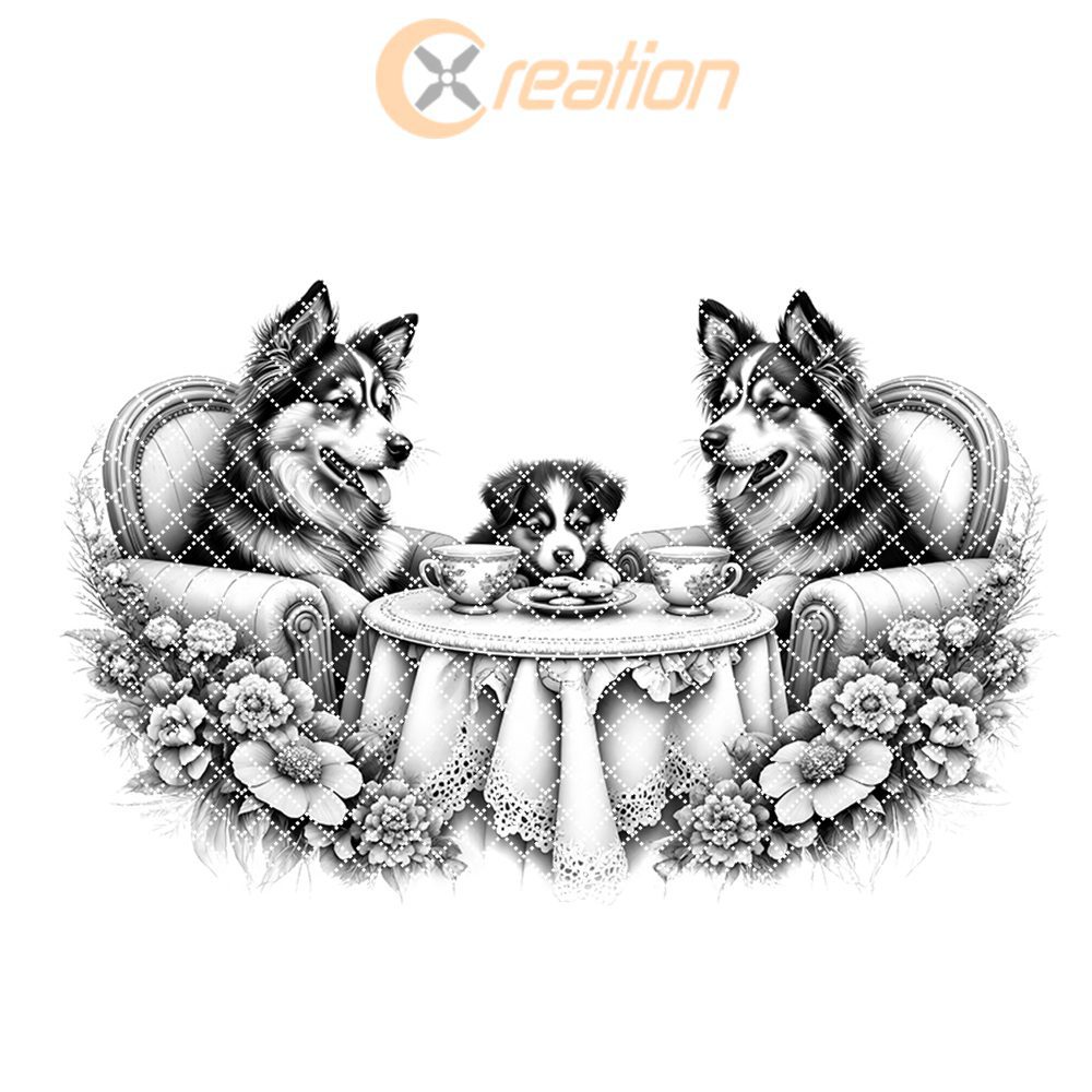 Charcuterie Board Engraving File, Dog Family Tea Party, Kitchen Decor Gift - Imagen 7