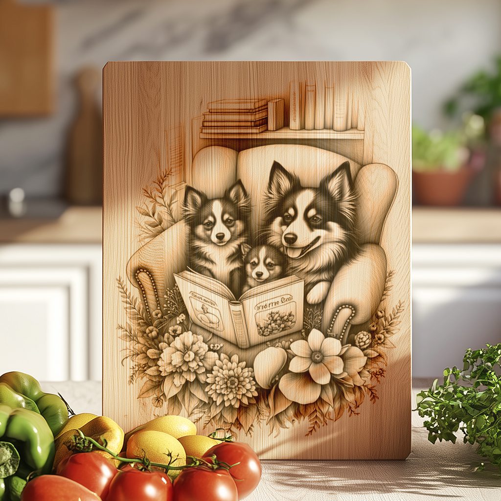 Charcuterie Board Engraving File, Family Dog Book Design, Personalized Kitchen Decor - Imagen 2