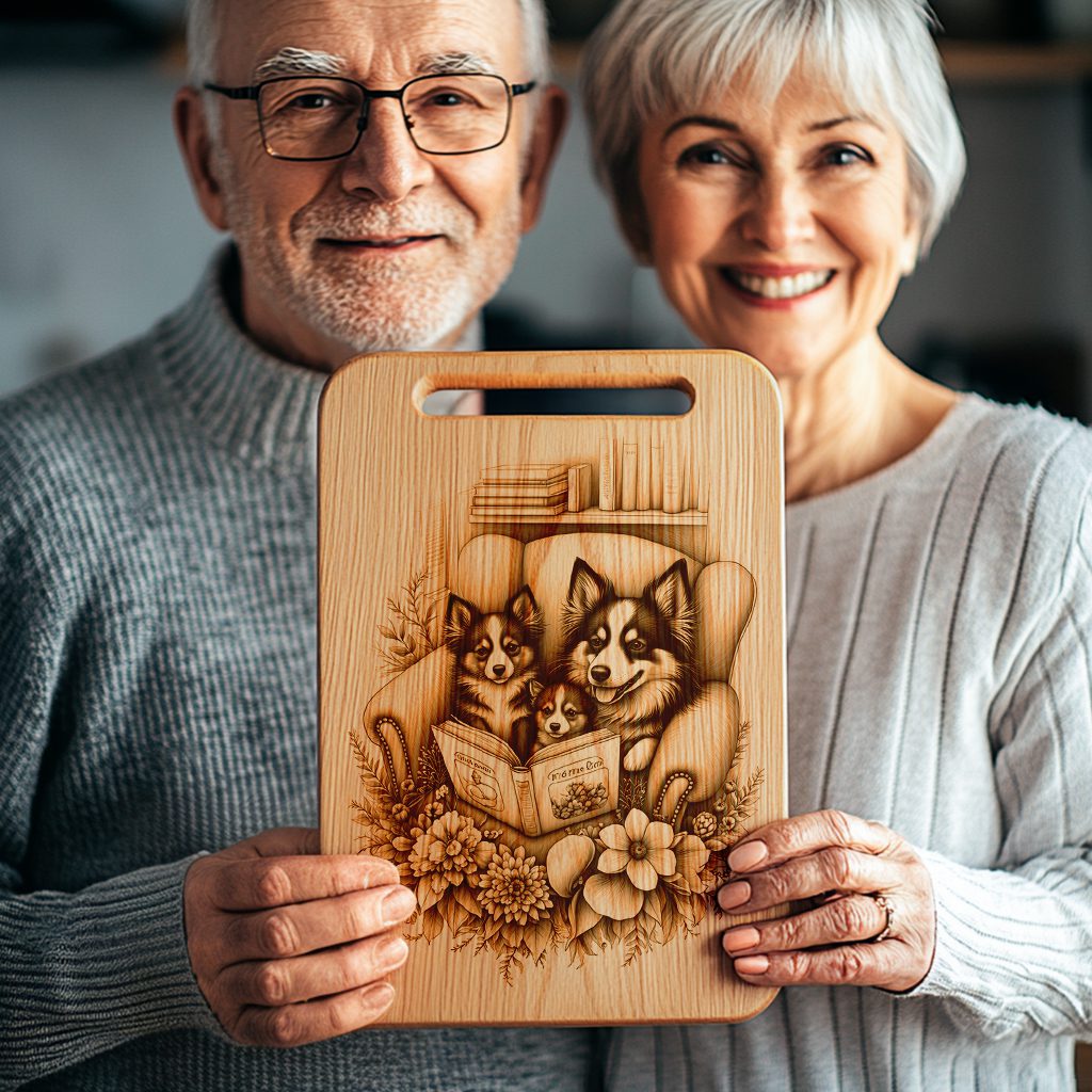 Charcuterie Board Engraving File, Family Dog Book Design, Personalized Kitchen Decor - Imagen 4