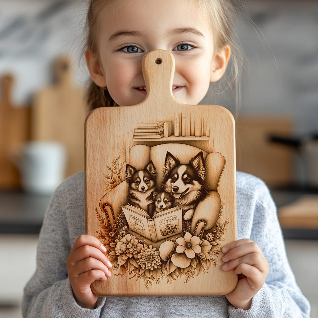Charcuterie Board Engraving File, Family Dog Book Design, Personalized Kitchen Decor - Imagen 5