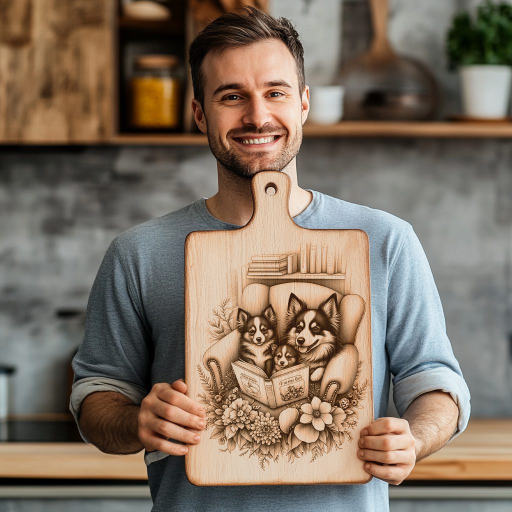 Charcuterie Board Engraving File, Family Dog Book Design, Personalized Kitchen Decor - Imagen 6